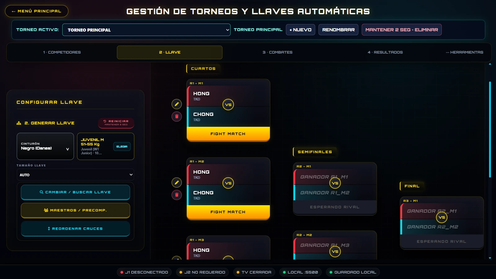 Llaves de torneo en NEXUS ARENA